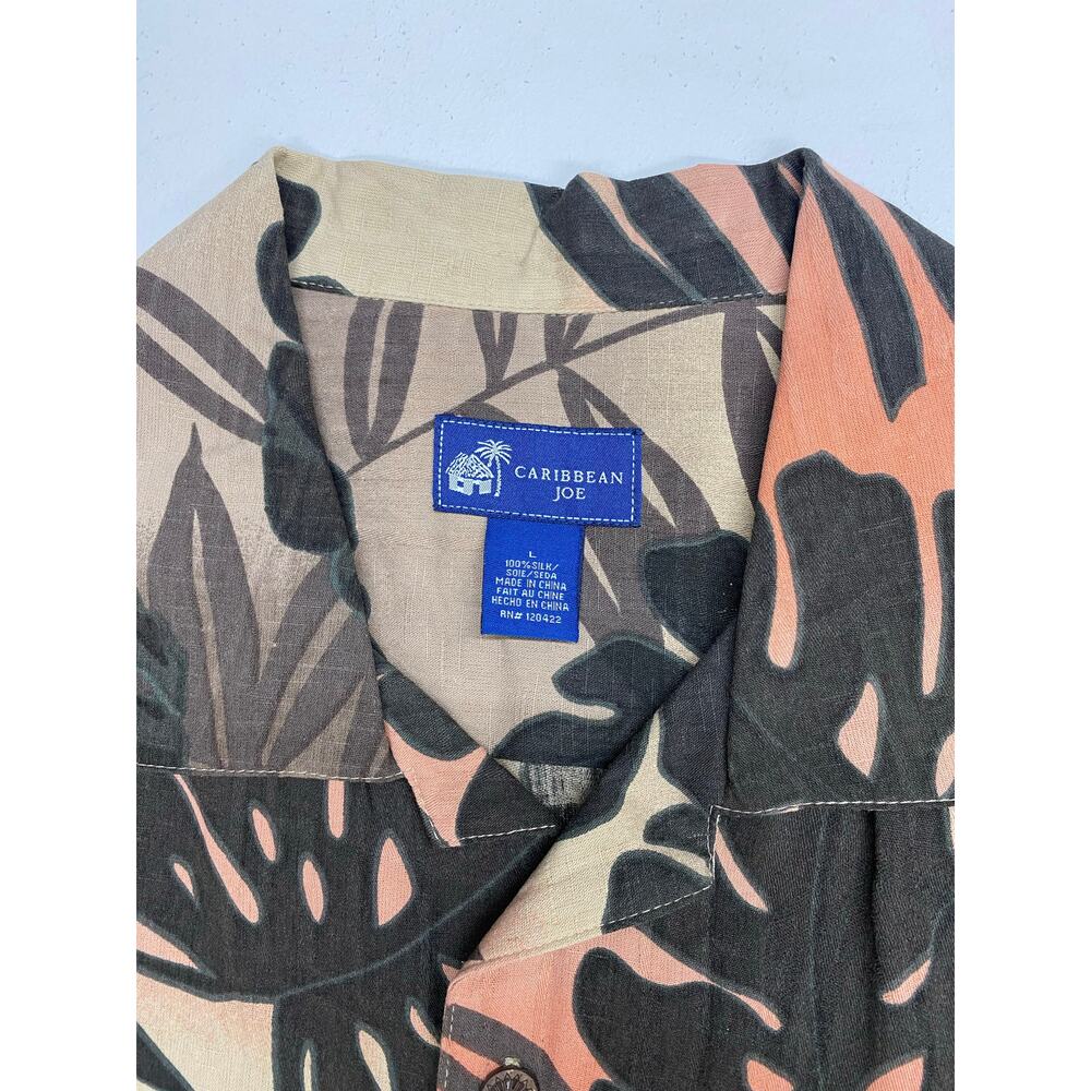NEW Caribbean Joe Hawaiian 100% silk floral tropical vacation shirt L - Picture 4 of 5